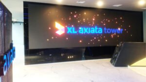 Fixed installation of LED screen indoor at XL Axiata Tower