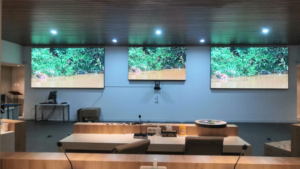 Fixed installation of LED screen indoor at Lemdiklat Polri
